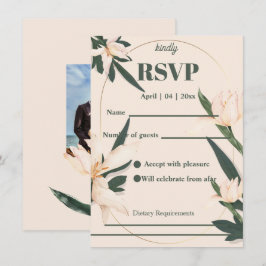 Pink blush floral Circle RSVP Card Einladung