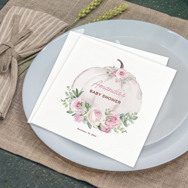 Pink Blush Floral Kleine Pumpkin Baby Dusche Serviette (Von Creator hochgeladen)
