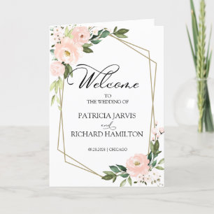Pink Blush Floral Mariage Cérémonie Programme