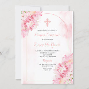 Pink blush floral première réunion Invitation