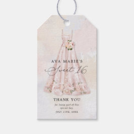 Pink Blush Floral Sweet 16. Vielen Dank Geschenkanhänger
