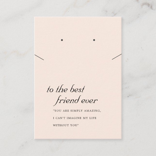 PINK BLUSH FRIEND GIFT NECKLACE EARRING CARD PLATZKARTE (Vorderseite)