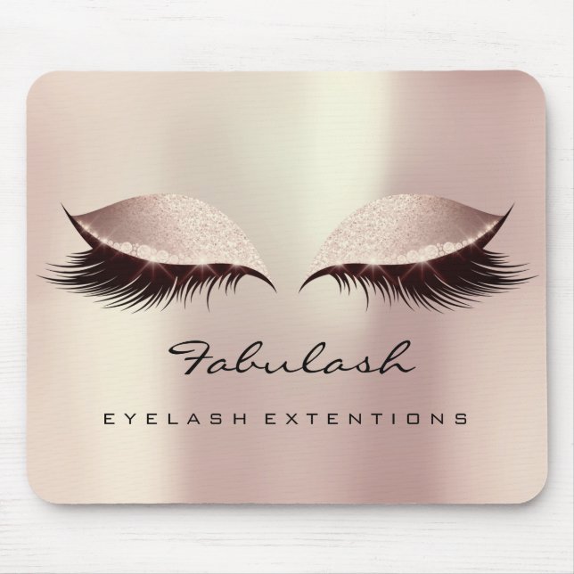 Pink Blush Glitzer Name Beauty Lashes Makeup Mousepad (Vorne)