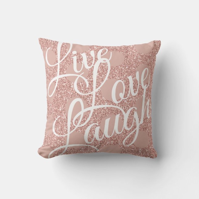 Pink Blush Glitzer Polka Dot Girly Live Liebe Lauc Kissen (Vorderseite)