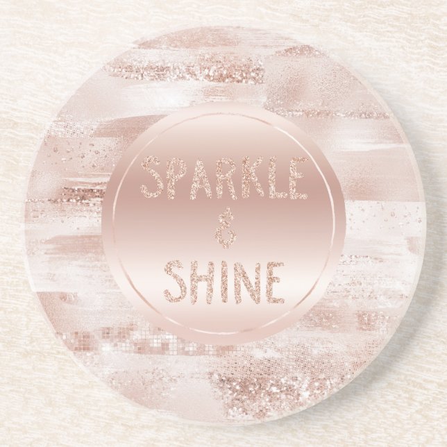 Pink Blush Glitzy Glitzer Sparkline Getränkeuntersetzer (Vorne)
