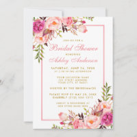 Pink Blush Gold Floral Douche nuptiale Invitation