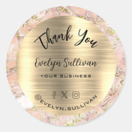 Pink Blush Gold Fluid Marmor Vielen Dank Runder Aufkleber