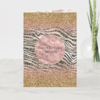 Pink Blush Gold Glitzy Glitzer Zebra Print