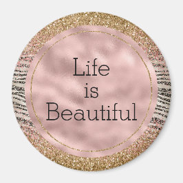 Pink Blush Gold Glitzy Glitzer Zebra Print Magnet