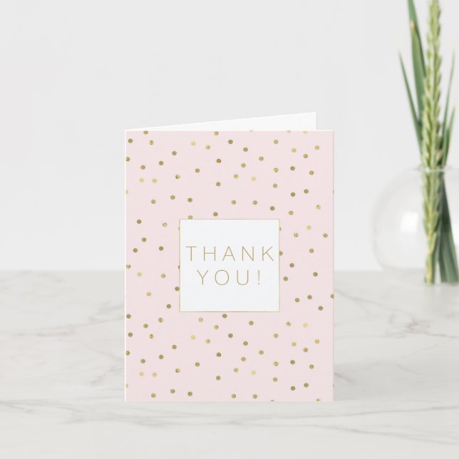 Pink Blush Gold Sparkle Confetti élégant merci (Devant)
