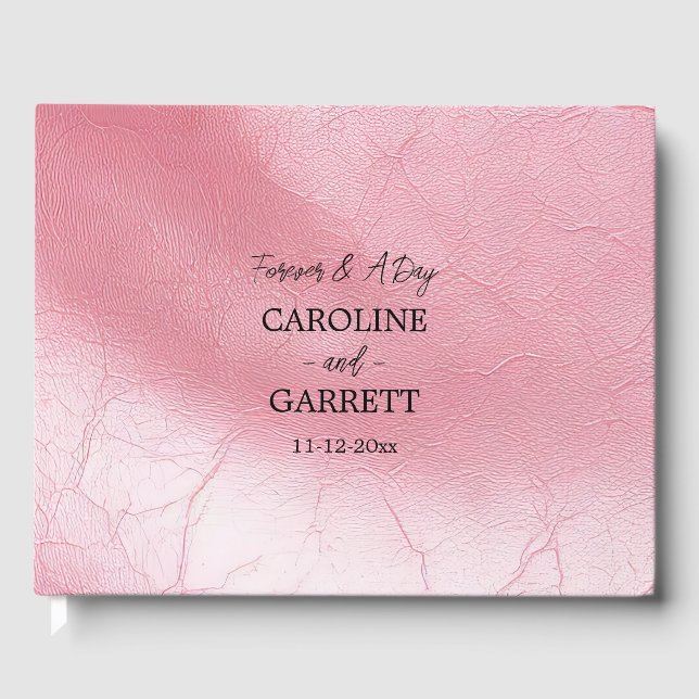 Pink Blush Imitate Leather Wedding Gästebuch (Vorderseite)
