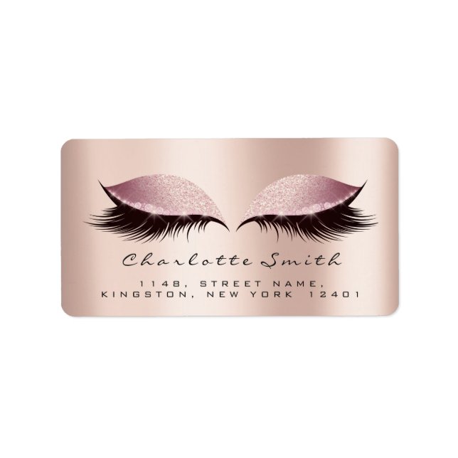 Pink Blush Makeup Lashes Rücksendeadressen-Aufkleb Adressaufkleber (Vorne)