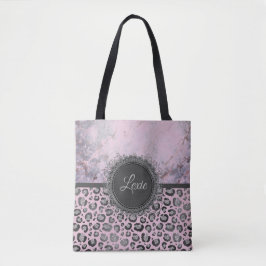Pink Blush Marmor Glittery Leopard Personalisiert Tasche