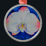 Pink Blush Orchid Ornament Aus Metall<br><div class="desc">Romantic elegant pink and white orchid watercolor painting by H Cooper</div>
