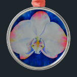 Pink Blush Orchid Ornament Aus Metall<br><div class="desc">Romantic elegant pink and white orchid watercolor painting by H Cooper</div>