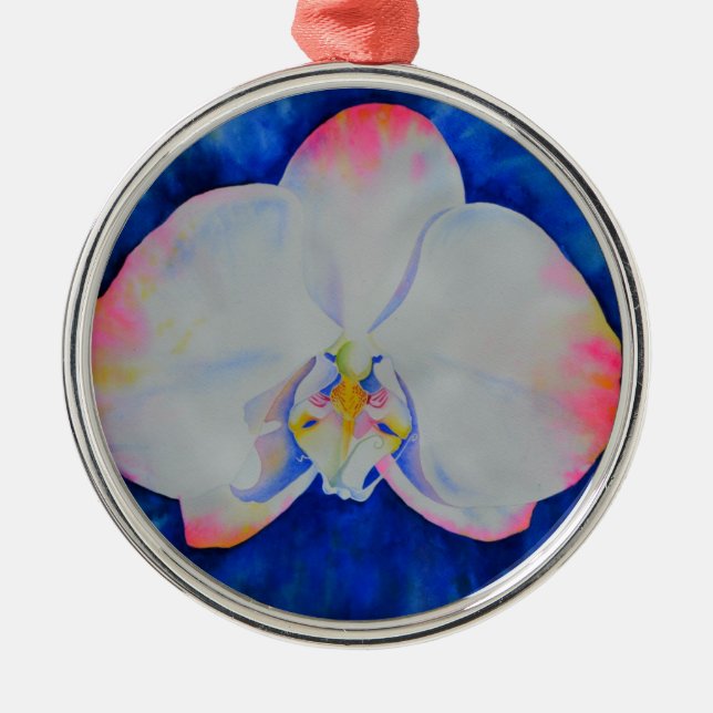 Pink Blush Orchid Ornament Aus Metall (Vorne)