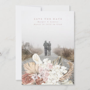 Pink Blush Pampas Gras Tropischer Dschungel Save The Date