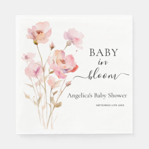 PINK BLUSH PASTEL WATERCOLOR ROSE SERVIETTE