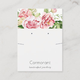 Pink Blush Peony Floral Erring Nekklasanzeige Visitenkarte