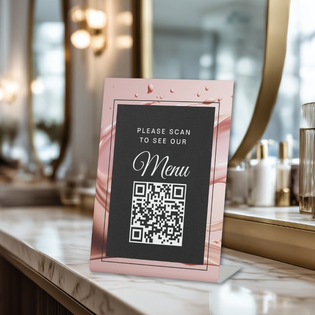 Pink Blush QR Code Digital Menu Sockelschild (Pink Blush QR Code Digital Menu Pedestal Sign)