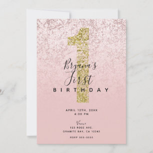 Pink Blush Rose Gold 1 Glitter Marmor Glam 1. Einladung