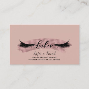 Pink Blush & Rose Gold Wimpern Empfehle einen Freu Empfehlungskarte