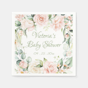 Pink Blush Sage Personalisierte Blütendusche Serviette