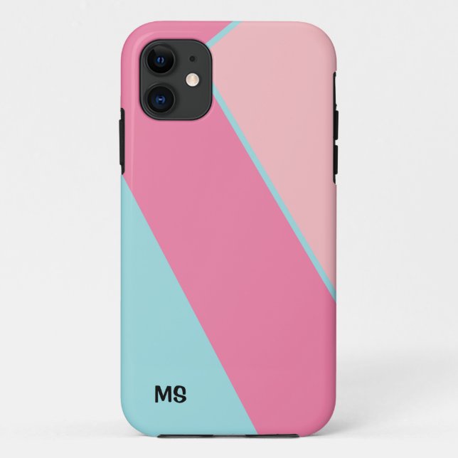 Pink blush sky blue modern abstract geometry Case-Mate iPhone hülle (Rückseite)