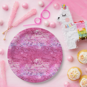 Pink Blush Sparkle Meerjungfrau Pappteller