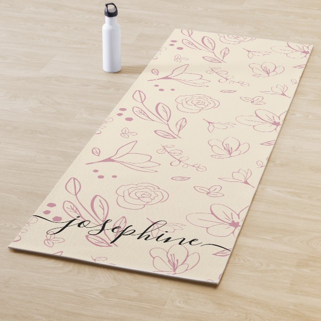 Pink-Blütenblätter auf beige Creme Yogamatte (Beispiel)