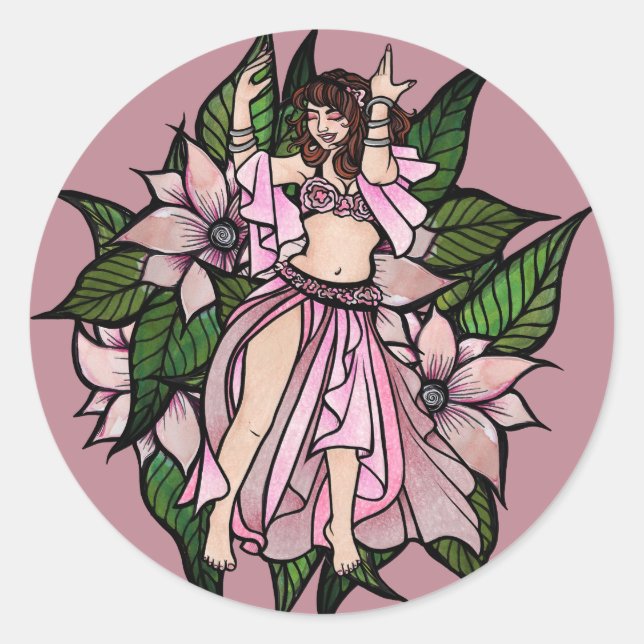 Pink Bly Dancer Shimmy Runder Aufkleber (Vorderseite)