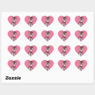 Pink Bly Dancer Valentine's Day Heart Herz-Aufkleber
