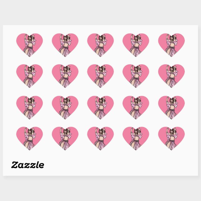 Pink Bly Dancer Valentine's Day Heart Herz-Aufkleber (Blatt)