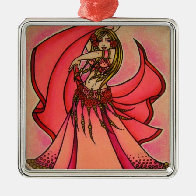 Pink Bly Tänzerin Silbernes Ornament (Vorne)
