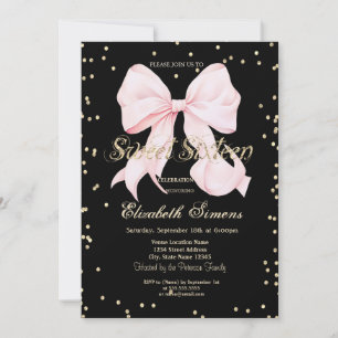 Pink-Bogen-Diamanten Prinzessin Sweet 16 Einladung