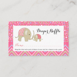 Pink Bohemisch Elephant Baby Diaper Raffel Ticket Begleitkarte