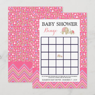 Pink Bohemisch Elephant & Zickzack Baby Dusche Bin Einladung