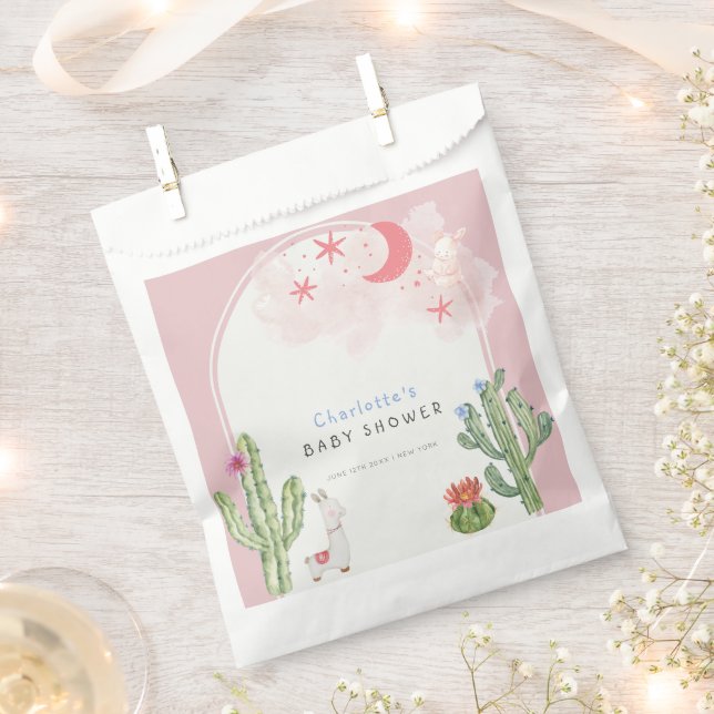 Pink Boho Arch Cactus Toys Girl Babydusche Geschenktütchen (Ausgeschnitten)