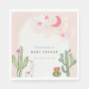 Pink Boho Arch Cactus Toys Girl Babydusche Serviette