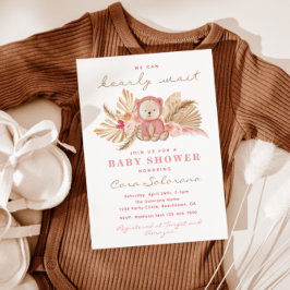 Pink Boho Bear Baby Dusche Einladung | Bearly