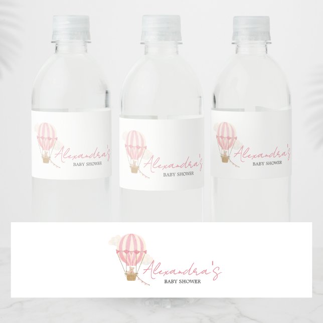 Pink Boho Bear Baby Shower  (Oh Baby Bear Baby Shower Water Bottle Label)