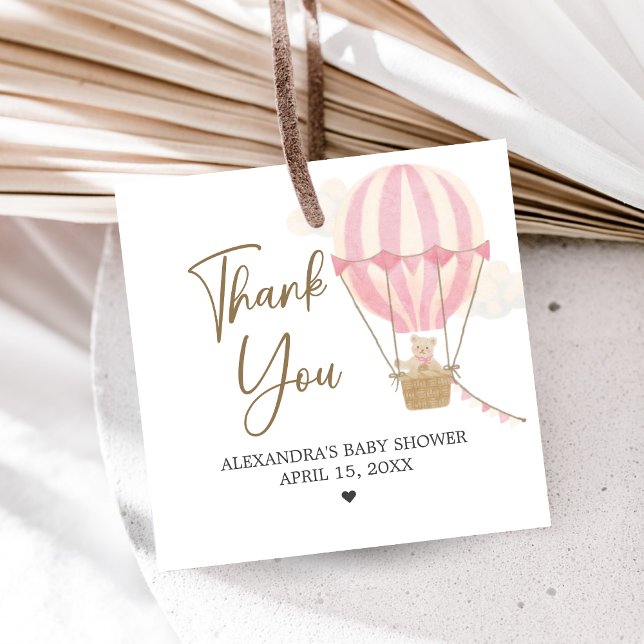 Pink Boho Bear Baby Shower  Geschenkanhänger (Oh Baby Bear Baby Shower Favor Tags)