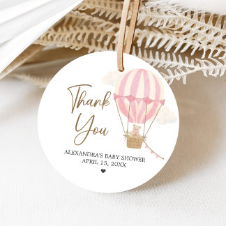 Pink Boho Bear Baby Shower  Geschenkanhänger