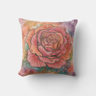 Pink Boho Blume, Chick, stilvoll, gemütlich Kissen
