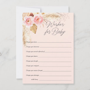 Pink boho Blumengras Wünsche für kleine Mädchen Hinweiskarte