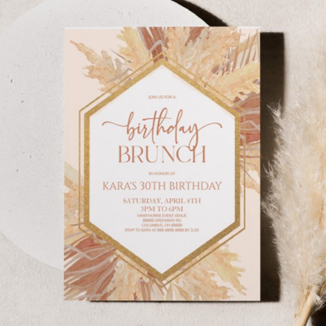 Pink Boho Bohemisch Floral Birthday Bruch Party Einladung (Von Creator hochgeladen)