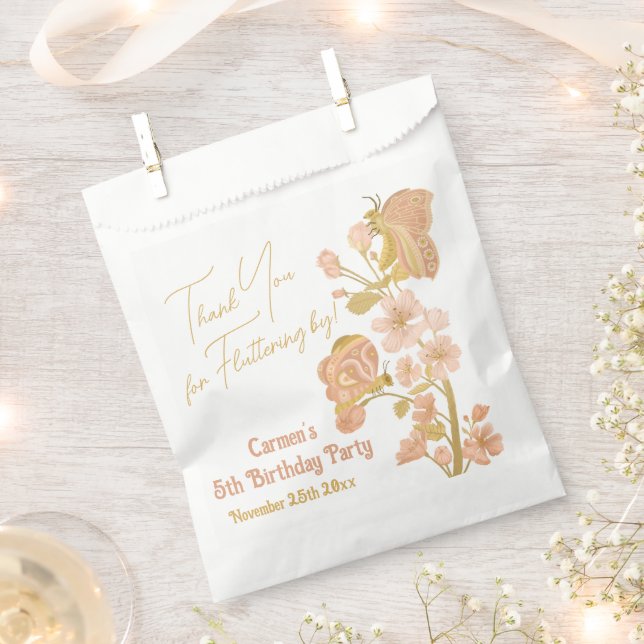 Pink Boho Butterfly Geburtstagsparty Danke Geschenktütchen (Ausgeschnitten)