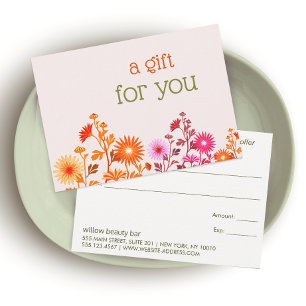 Pink Boho Country Blumengeschenk-Zertifikat Danke