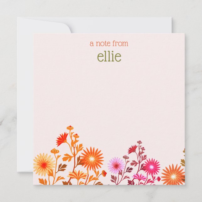Pink Boho Country Blumenkarte Mitteilungskarte (Vorderseite)