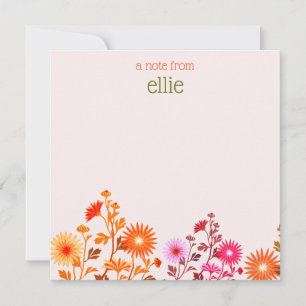 Pink Boho Country Blumenkarte Mitteilungskarte